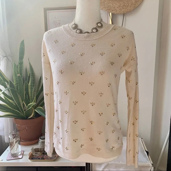 Maison Jules Women's Rhinestone Cashmere Sweater - Picture 1 of 6